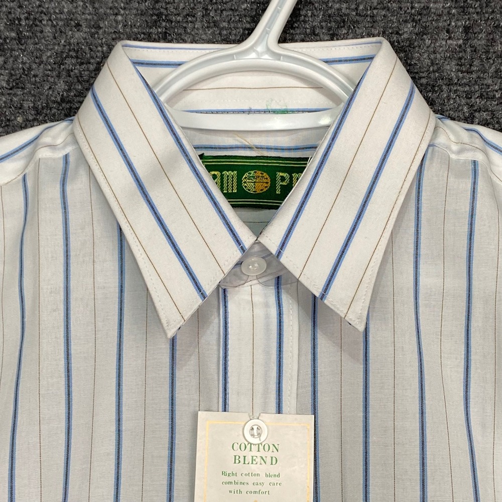 AM PM Men's Striped Cotton Blend Button Down‎ Long Sleeve Shirt Medium 15-15.5